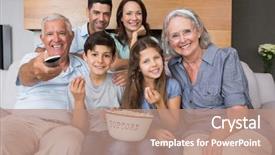 Presentation with extended family - Amazing slide set having tv viewing - portrait of happy extended family backdrop and a coral colored foreground