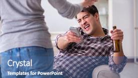  Presentation with drinking problem - Cool new PPT theme with tv violence - drinking problem drunk husband man backdrop and a ocean colored foreground