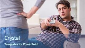  Presentation with drinking problem - Slide deck enhanced with tv violence - drinking problem drunk husband man background and a ocean colored foreground