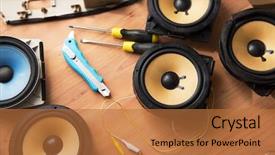  Presentation with speakers - PPT layouts with tweaking audio car audio speakers background and a red colored foreground