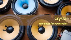  Presentation with speakers - Beautiful presentation theme featuring tweaking audio car audio speakers backdrop and a tawny brown colored foreground
