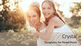  Presentation with mom daughter - PPT layouts with tween daughter hugging with her background and a coral colored foreground