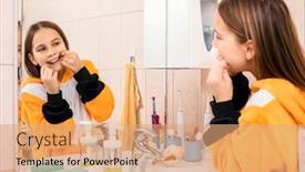  Presentation with dental floss - Cool new presentation theme with tween-girl-wearing-orange-pyjamas backdrop and a coral colored foreground