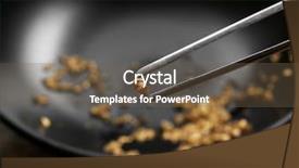  Presentation with gold nugget - Colorful presentation design enhanced with tweezers holding gold nugget grain backdrop and a tawny brown colored foreground