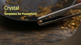  Presentation with gold nugget - Audience pleasing slide deck consisting of tweezers holding gold nugget grain backdrop and a tawny brown colored foreground