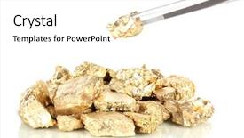  Presentation with gold nugget - Amazing slide deck having tweezers holding golden nugget isolated backdrop and a white colored foreground