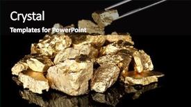  Presentation with gold investment - Slide set enhanced with tweezers holding golden nugget isolated background and a black colored foreground