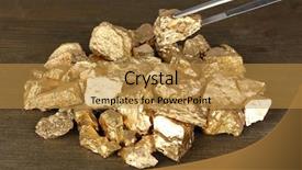  Presentation with gold nugget - Slide deck having tweezers holding golden nugget background and a gold colored foreground