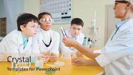  Presentation with chemical - PPT theme having tweezers while explaining its characteristics background and a yellow colored foreground