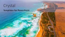  Presentation with rocks - PPT theme with twelve-apostles-are-a-group background and a light blue colored foreground