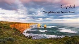 Presentation with floral australia - PPT theme featuring twelve apostles australia victoria port background and a light blue colored foreground