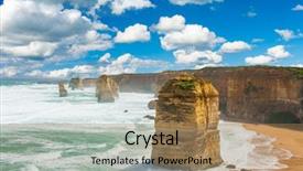  Presentation with natural convection - Beautiful presentation design featuring twelve apostles natural landmark near backdrop and a coral colored foreground