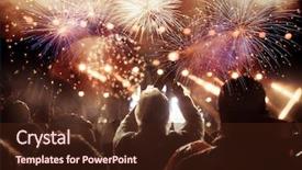  Presentation with new year - Cool new PPT theme with watching fireworks at new year backdrop and a wine colored foreground