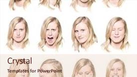  Presentation with facial - Slides consisting of twelve portraits of a young woman with different facial expressions background and a lemonade colored foreground