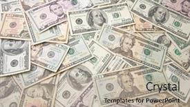  Presentation with designs - Audience pleasing PPT theme consisting of twenty dollar bill - stacks of unites states money backdrop and a mint green colored foreground