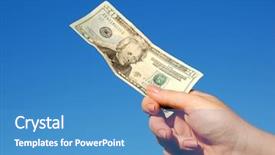  Presentation with blue sky - PPT theme enhanced with twenty dollar bill being held background and a  colored foreground