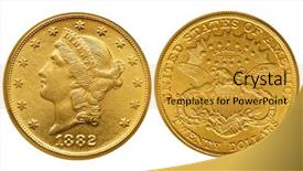  Presentation with white gold - PPT theme having twenty dollars gold coin background and a gold colored foreground