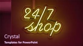  Presentation with neon - Colorful PPT layouts enhanced with twenty-four-hours-shop-neon backdrop and a wine colored foreground
