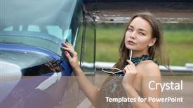  Presentation with airplane - Amazing slide deck having twenty one pilots - woman posing near airplane outdoor backdrop and a  colored foreground