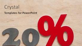  Presentation with percent - PPT theme consisting of twenty percent symbol on wooden background with copy space available background and a lemonade colored foreground