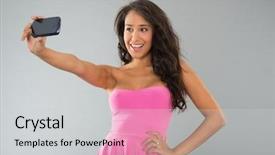  Presentation with taking the blood pressure in black women - Colorful PPT theme enhanced with twenty something - young attractive black woman is backdrop and a light gray colored foreground