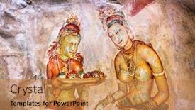  Presentation with sigiriya - Beautiful PPT theme featuring the wall of sigiriya backdrop and a coral colored foreground