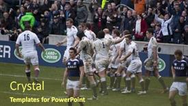  Presentation with win win - Theme with emotional woman watching football match on 3 d tv background and a gray colored foreground