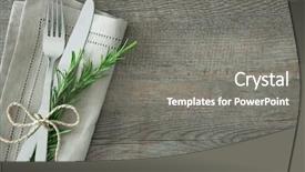  Presentation with rustic - Audience pleasing theme consisting of twige of rosemary on rustic backdrop and a gray colored foreground
