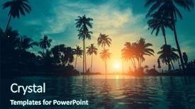  Presentation with palm beach - Colorful presentation theme enhanced with twilight on a tropical beach backdrop and a navy blue colored foreground