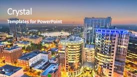  Presentation with florida - Cool new slide deck with twilight outside - orlando florida usa aerial skyline backdrop and a ocean colored foreground