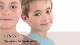  Presentation with children and regulation - Slide deck having twin brother - head and shoulders of two background and a coral colored foreground