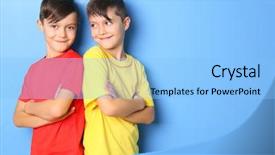  Presentation with blue - Beautiful presentation featuring twin brothers on blue background backdrop and a light blue colored foreground