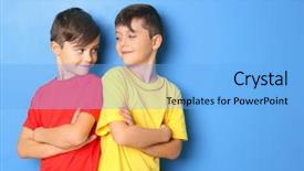  Presentation with big brothers - Beautiful presentation featuring twin brothers on blue background backdrop and a light blue colored foreground