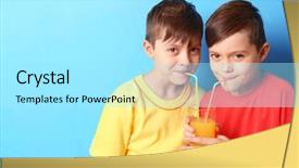  Presentation with juice - Presentation theme featuring twin brothers with juice background and a arctic colored foreground