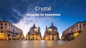  Presentation with rome italy - Slide set having twin-churches-of-piazza-del background and a ocean colored foreground