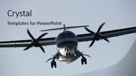  Presentation with plane - Beautiful PPT theme featuring twin-engined turboprop passenger plane backdrop and a  colored foreground
