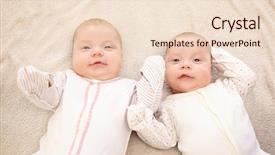  Presentation with babies - Amazing presentation theme having twin infant - cute little babies lying backdrop and a lemonade colored foreground