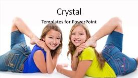  Presentation with symmetrical - Cool new presentation theme with twin kid sisters symmetrical flexible playing happy on white background backdrop and a white colored foreground