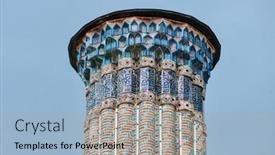  Presentation with monuments - Presentation theme consisting of twin-minaret-madrasa-in-erzurum background and a light gray colored foreground