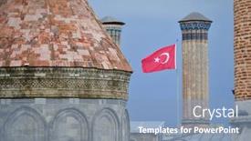  Presentation with turkish - Presentation theme with twin-minaret-madrasah-and-turkish background and a light blue colored foreground