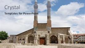  Presentation with magnet - Presentation theme with twin-minarets-madrasah-in-sivas background and a light blue colored foreground