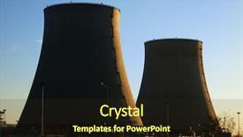 Presentation with twin towers - PPT theme with twin nuclear power plant background and a wine colored foreground