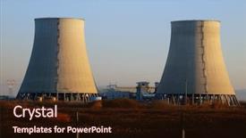  Presentation with twin towers - Theme with twin nuclear power plant background and a wine colored foreground