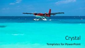  Presentation with maldives - PPT theme consisting of twin otter red seaplane background and a cyan colored foreground