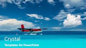  Presentation with maldives - PPT theme enhanced with twin-otter-red-seaplane background and a teal colored foreground