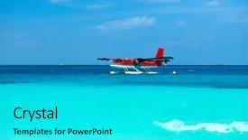  Presentation with sea otter - PPT theme consisting of twin otter red seaplane background and a cyan colored foreground