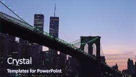  Presentation with twin towers - Theme enhanced with twin towers - bridge in new york city background and a wine colored foreground