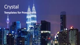  Presentation with twin towers - Cool new theme with twin towers - capital city of malaysia kuala backdrop and a ocean colored foreground