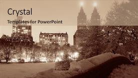  Presentation with twin towers - PPT layouts consisting of twin towers - central park winter with skyscrapers background and a coral colored foreground