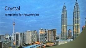  Presentation with twin towers - Presentation theme featuring twin towers - early morning in kuala lumpur background and a light blue colored foreground